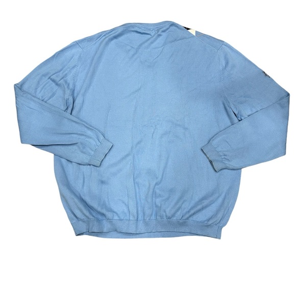 Ashworth Golf 2XL XXL V-Neck Sweater Argyle Light Blue White Black Diamond NWOT - Picture 4 of 7